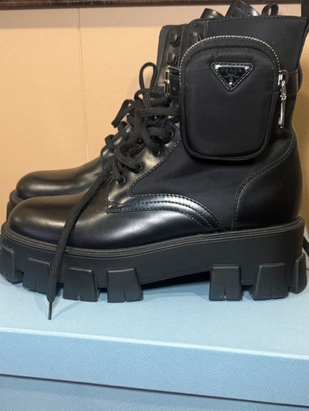 Prada combat Boot W. pouches Size 38